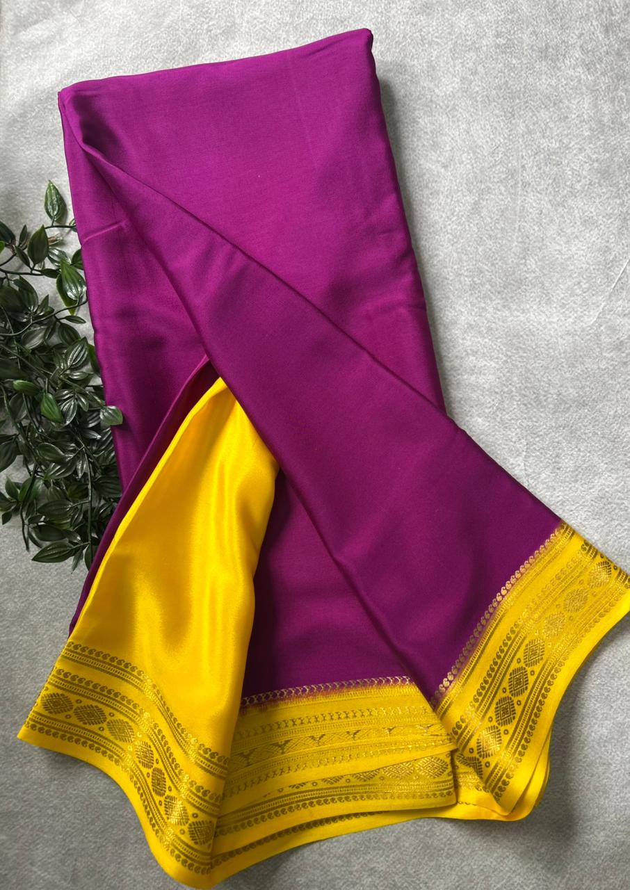 Purple Pure Mysore Crepe Silk Saree 106