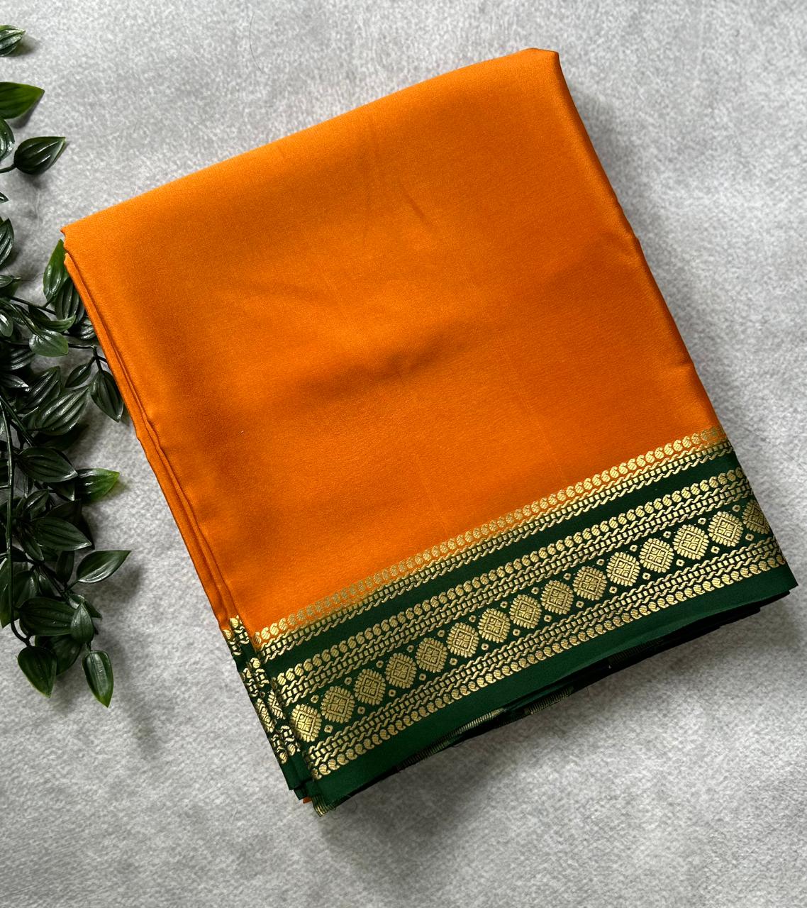 Dark Mustard Pure Mysore Crepe Silk Saree 106