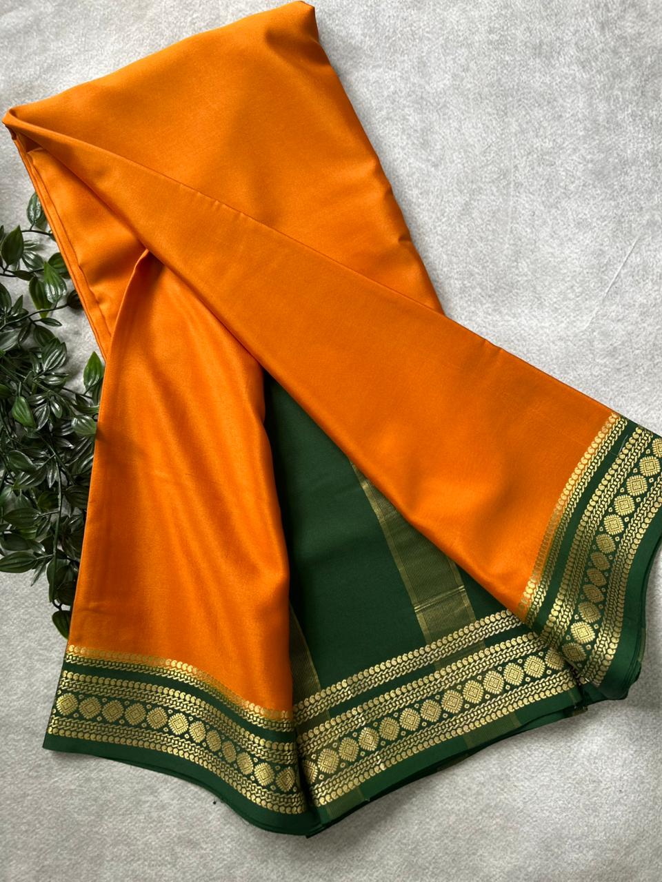Dark Mustard Pure Mysore Crepe Silk Saree 106