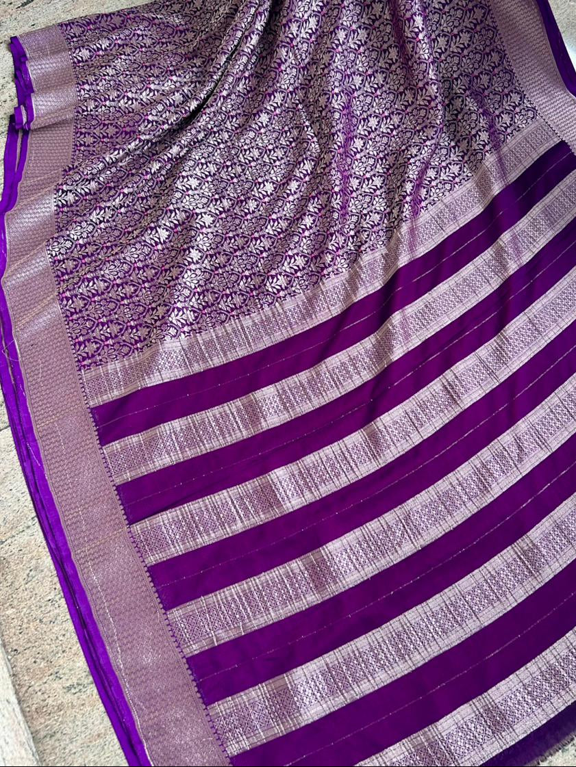 Purple Brocade Semi Georgette Saree BSG106