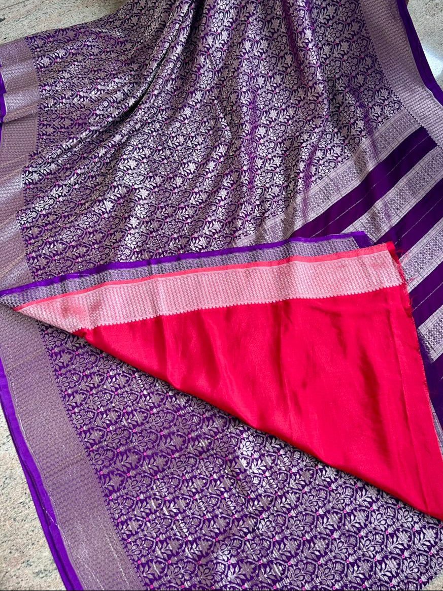 Purple Brocade Semi Georgette Saree BSG106