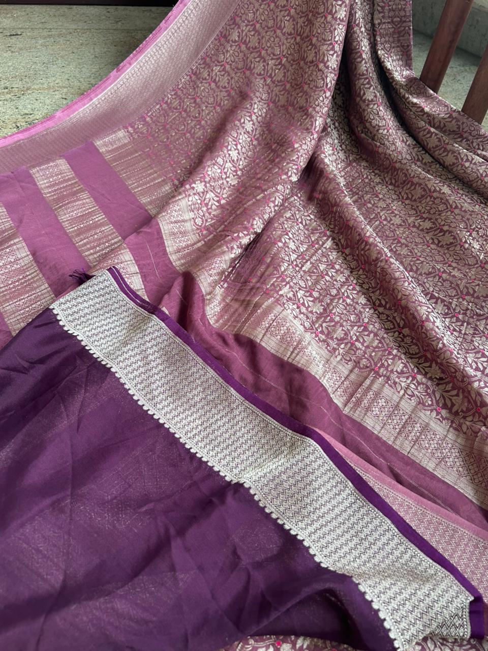 Mauve Brocade Semi Georgette Saree BSG106