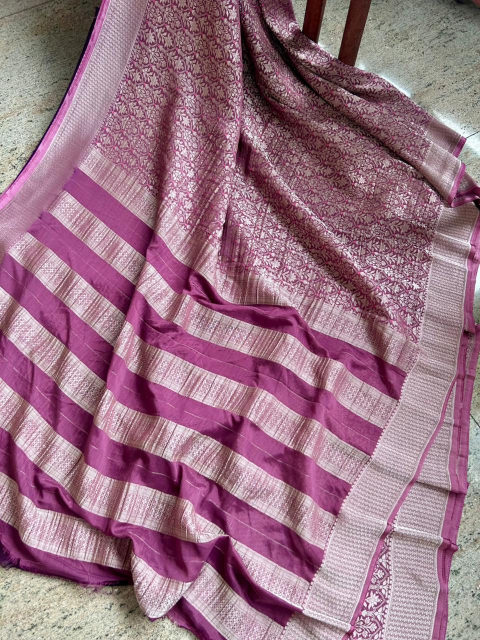 Mauve Brocade Semi Georgette Saree BSG106