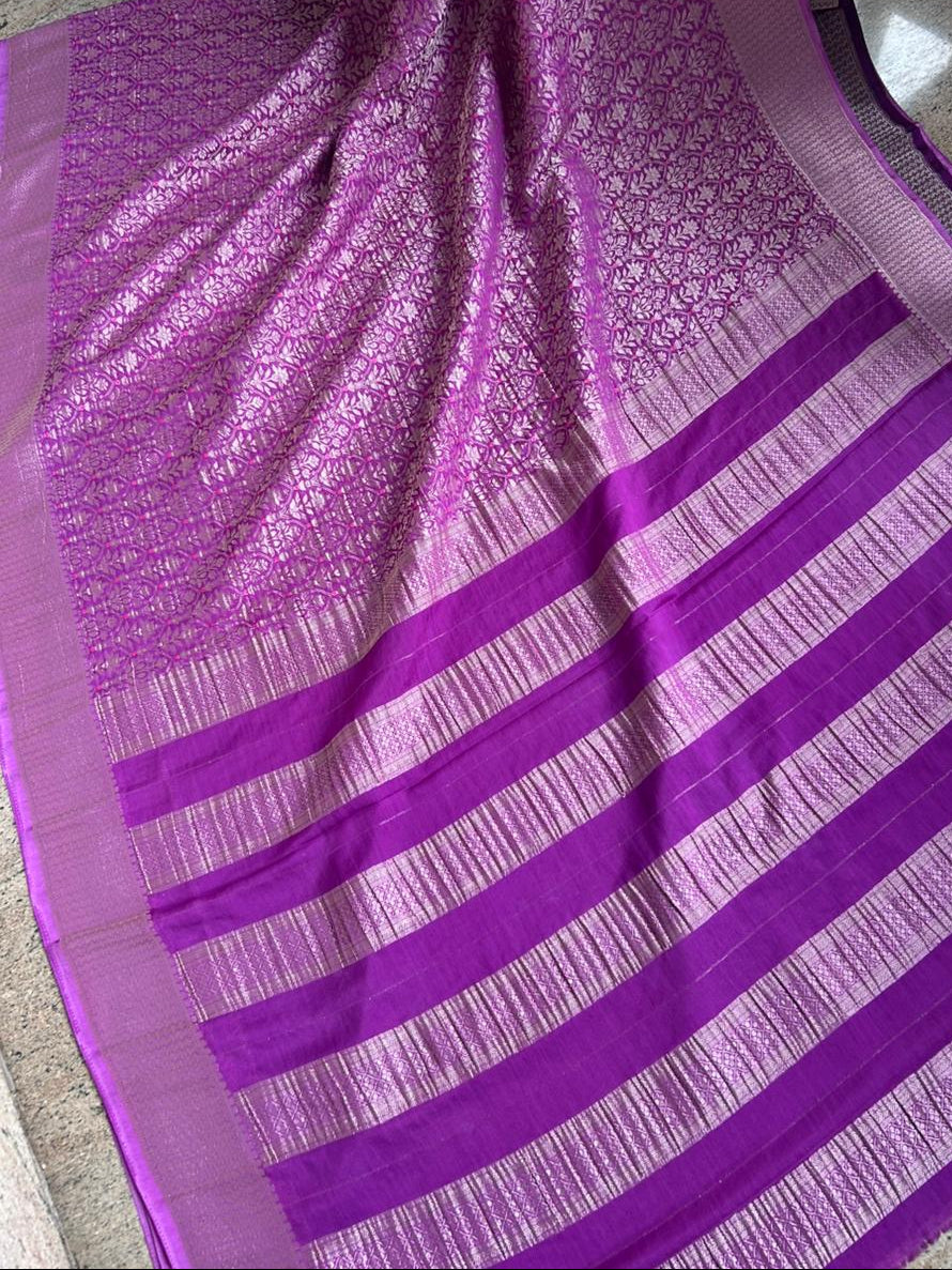 Light Purple Brocade Semi Georgette Saree BSG106
