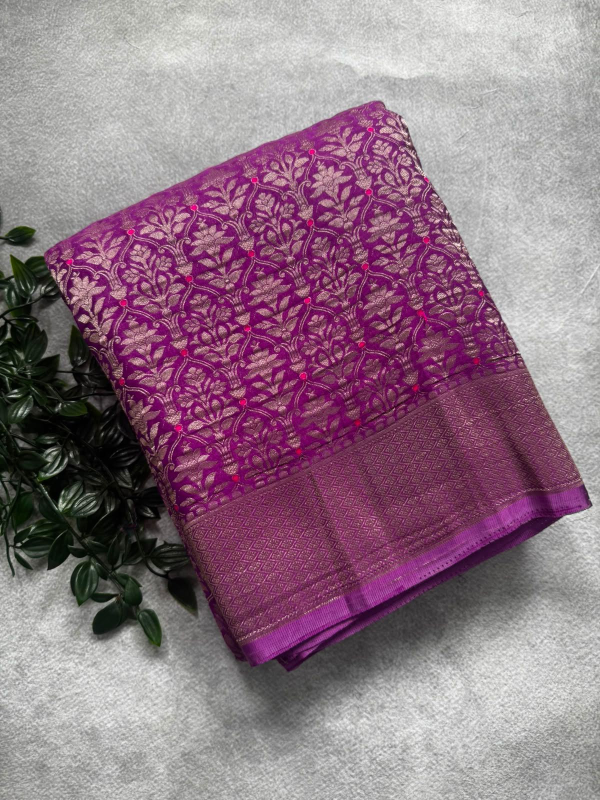 Light Purple Brocade Semi Georgette Saree BSG106