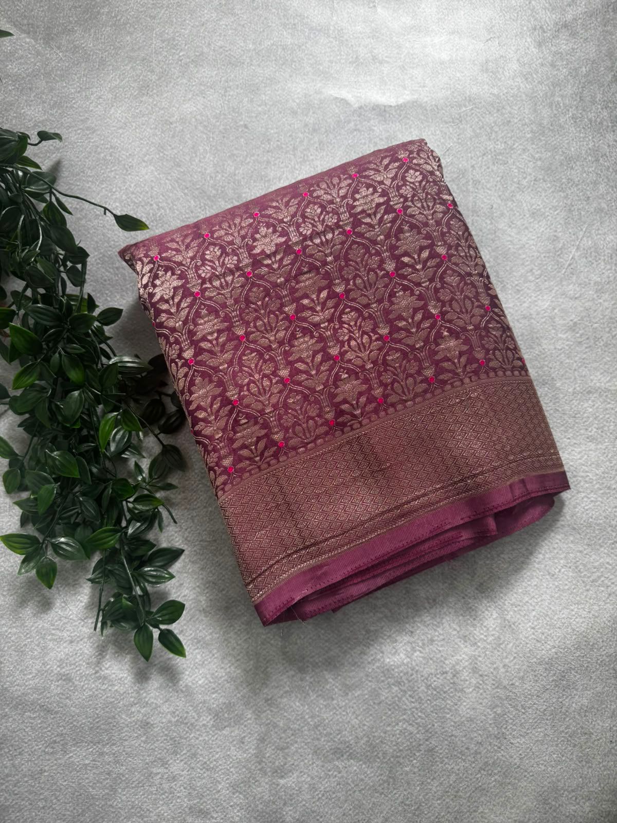 Mauve Brocade Semi Georgette Saree BSG106
