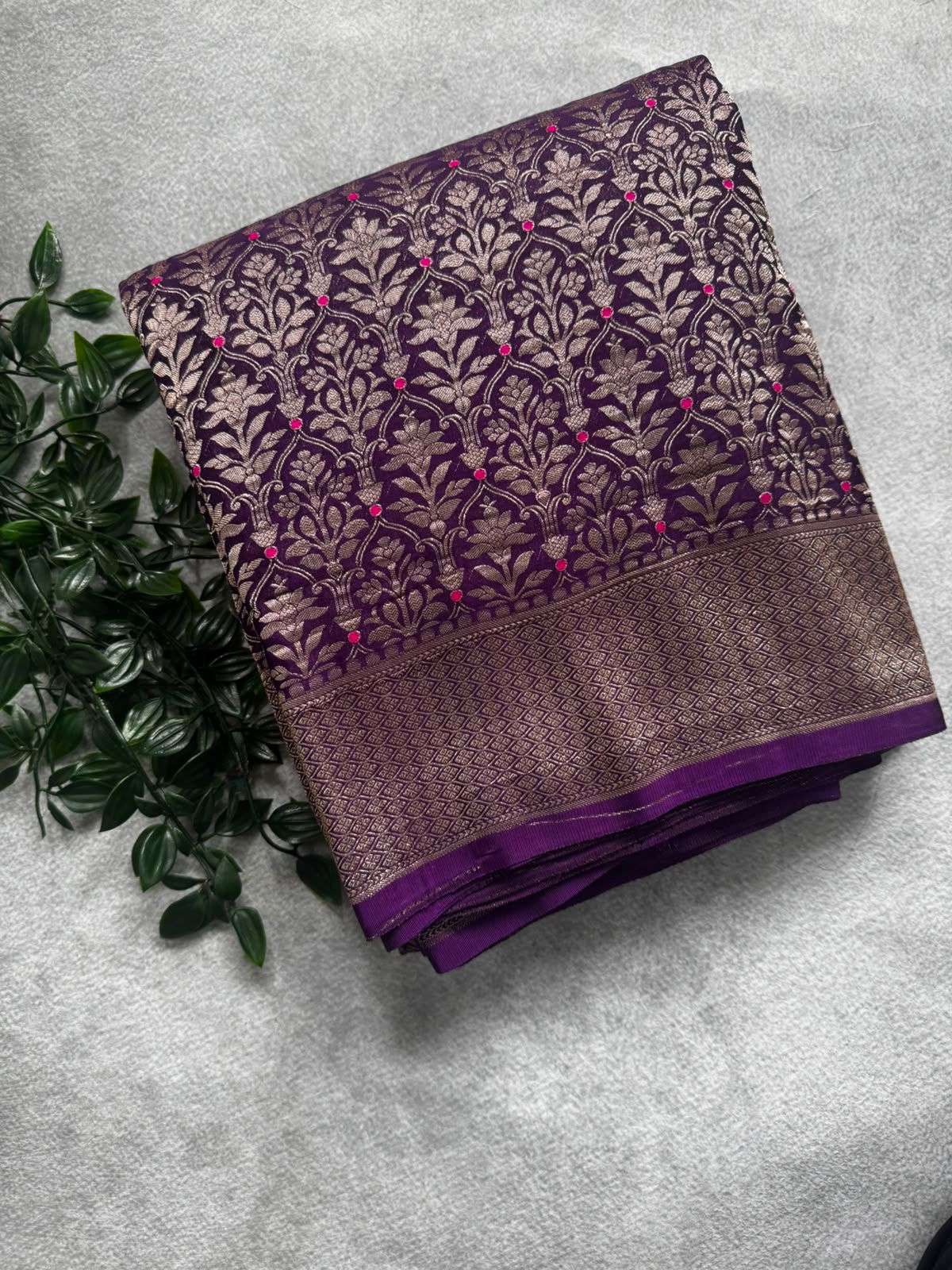 Purple Brocade Semi Georgette Saree BSG106