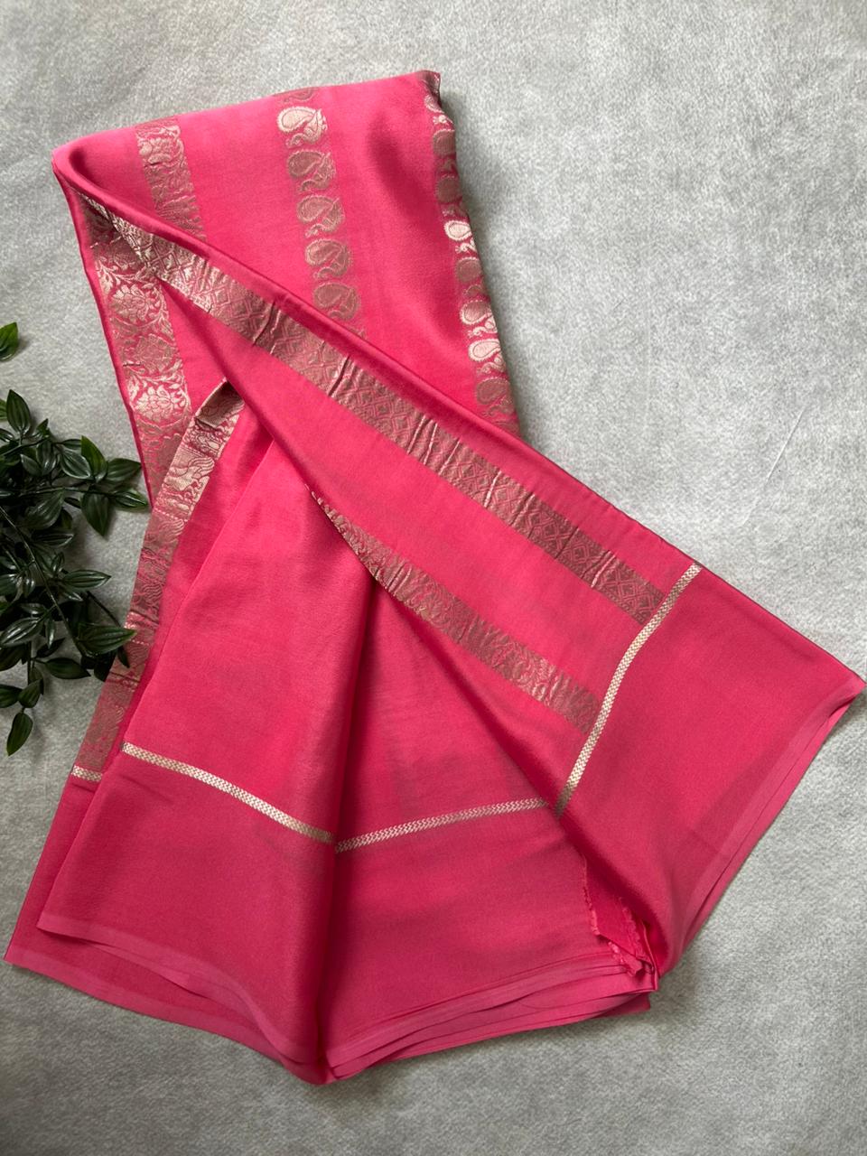Pink Nita Ambani 106 Pure Mysore Crepe Silk Saree