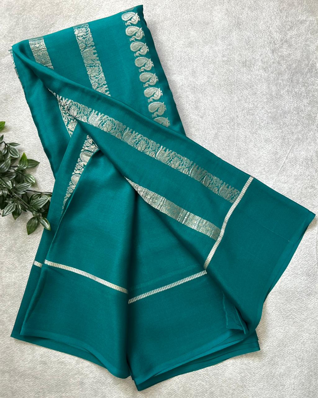 Green Nita Ambani 106 Pure Mysore Crepe Silk Saree