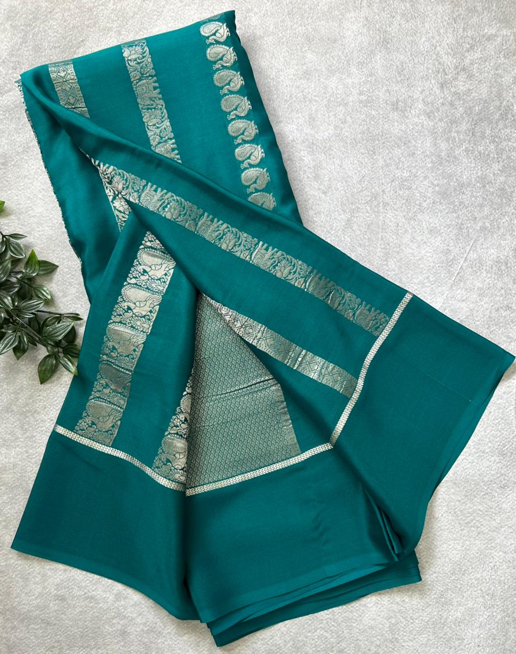 Green Nita Ambani 106 Pure Mysore Crepe Silk Saree