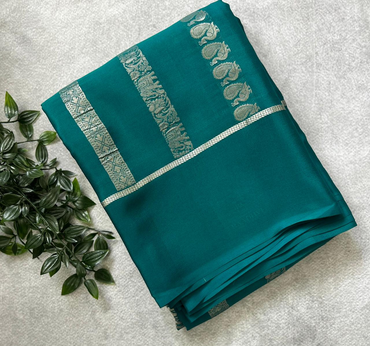Green Nita Ambani 106 Pure Mysore Crepe Silk Saree
