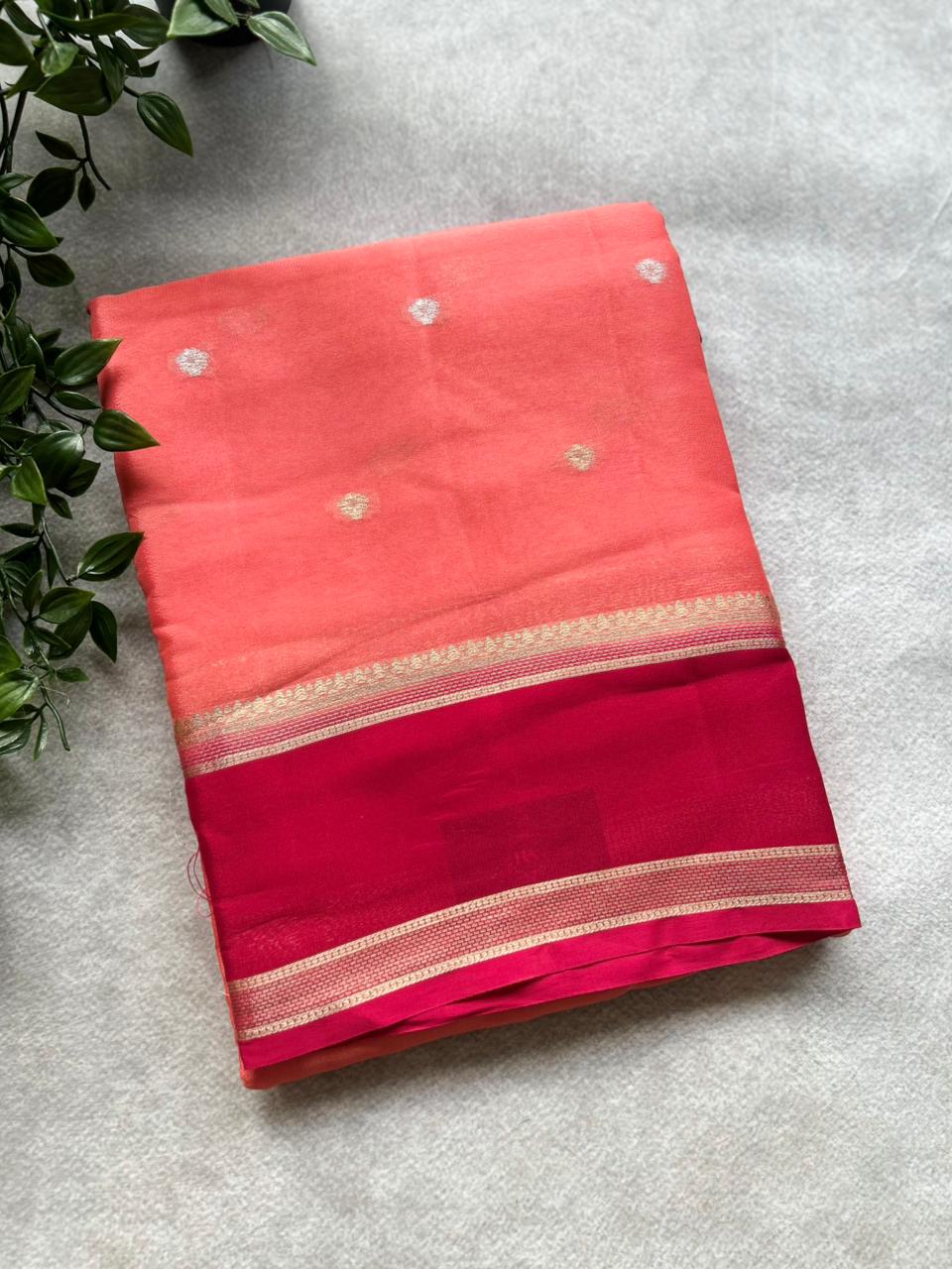 Peach Semi crepe Saree SC106