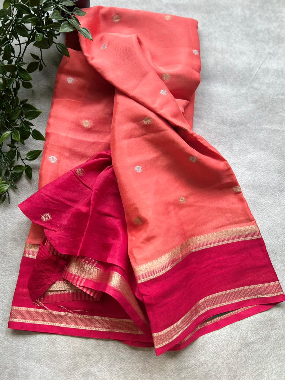 Peach Semi crepe Saree SC106