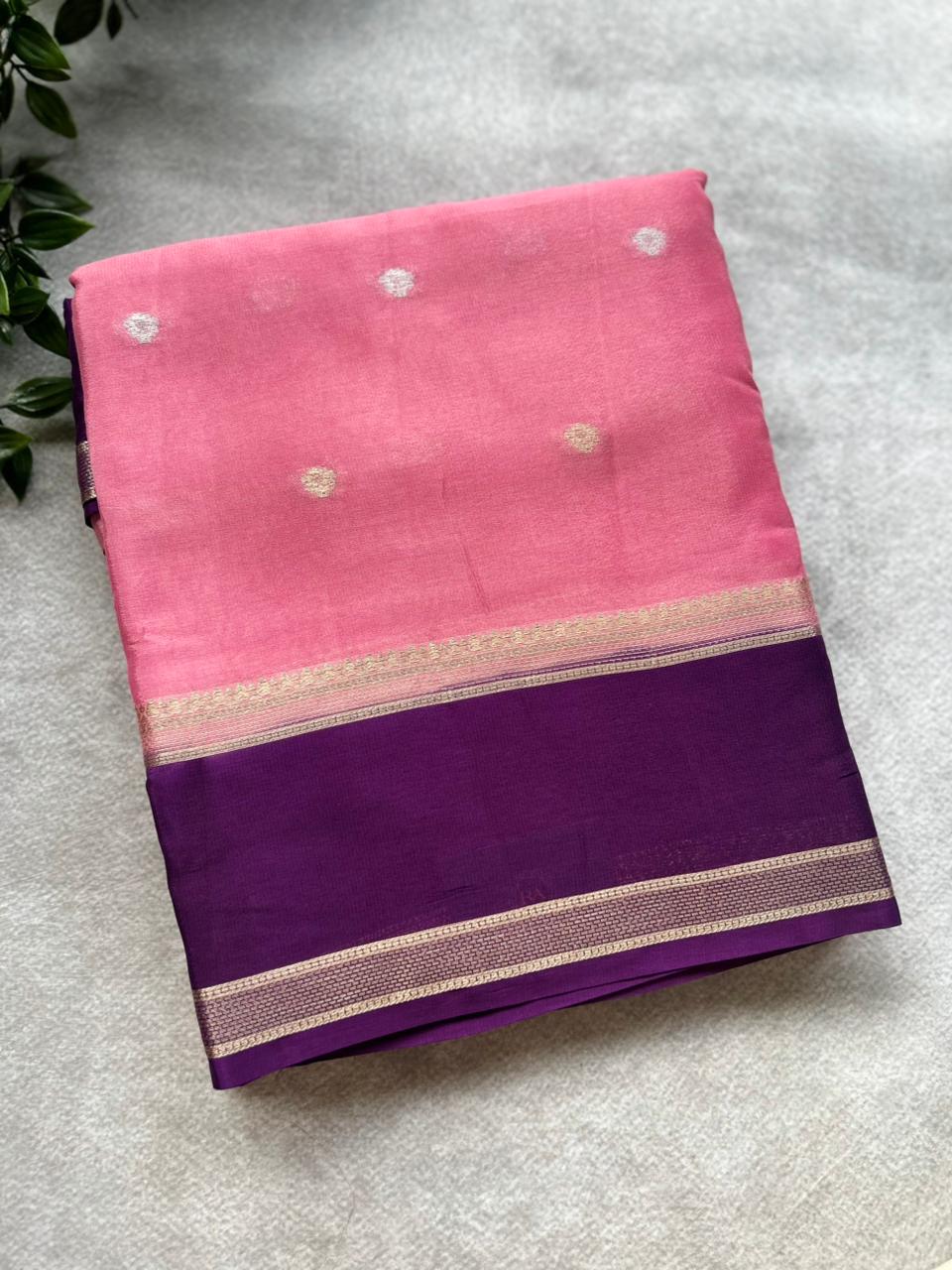 Pink semi crepe Saree  SC106