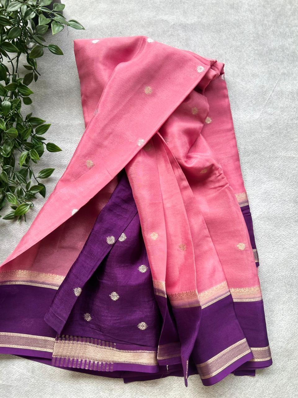Pink semi crepe Saree  SC106