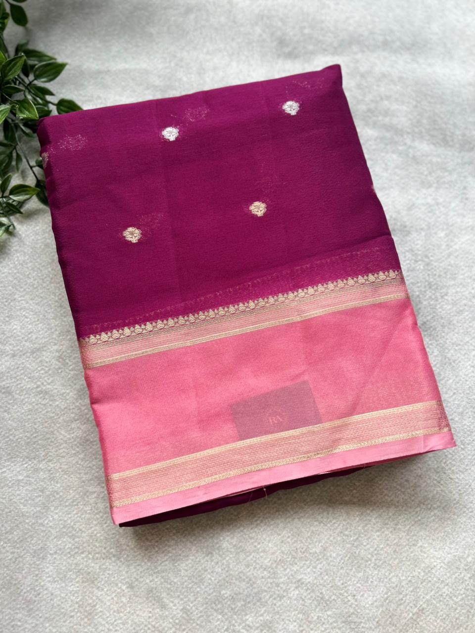 Wine semi crepe Saree  SC106