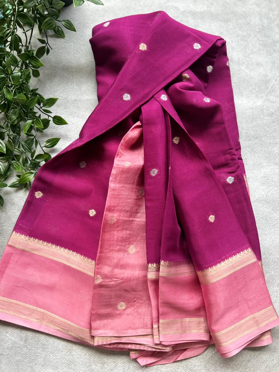 Wine semi crepe Saree  SC106