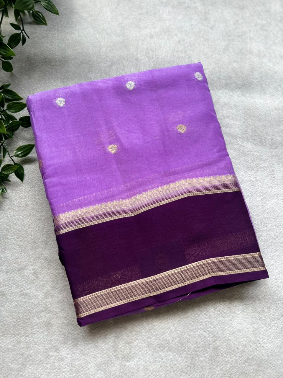 Lilac semi crepe Saree  SC106