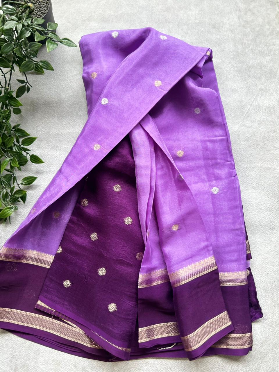 Lilac semi crepe Saree  SC106