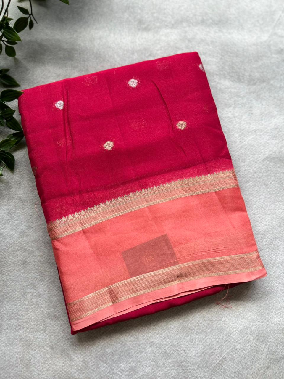 Pink semi crepe Saree  SC106