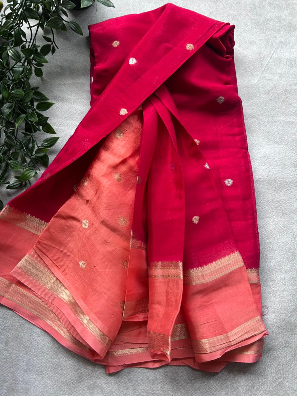 Pink semi crepe Saree  SC106