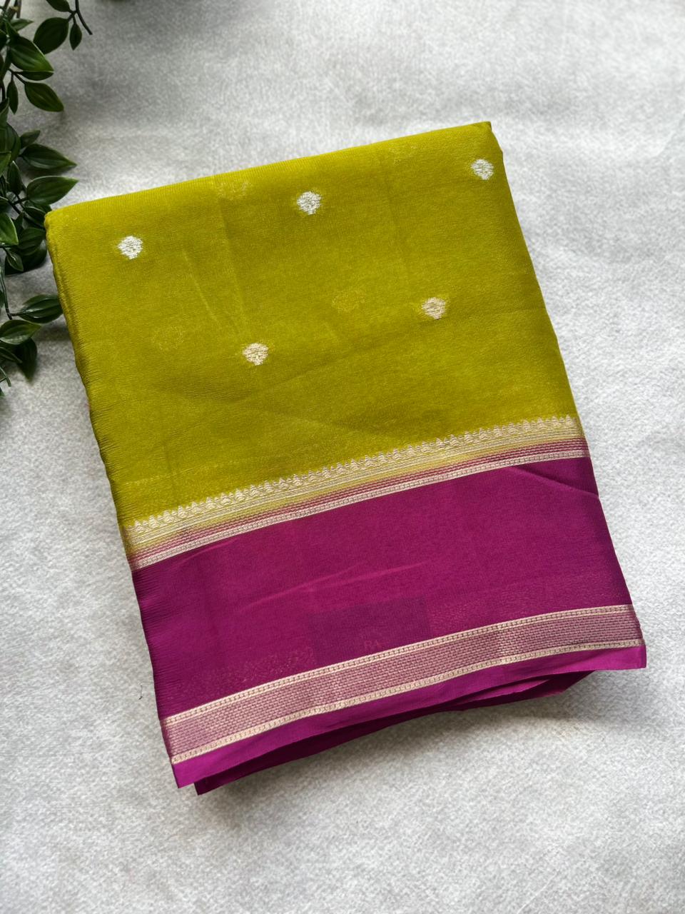 Mehandi green semi crepe Saree SC106