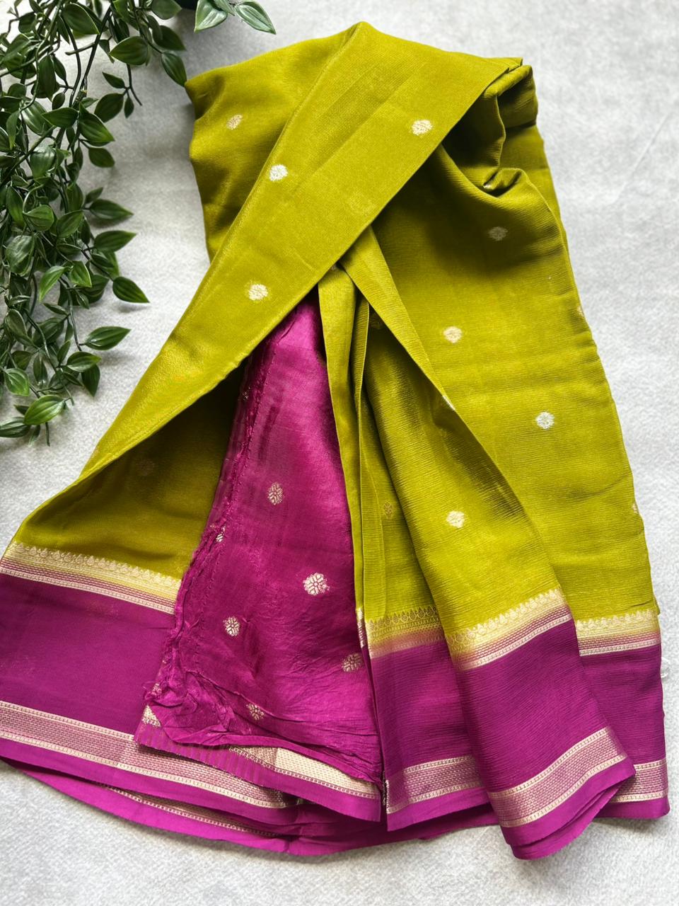 Mehandi green semi crepe Saree SC106