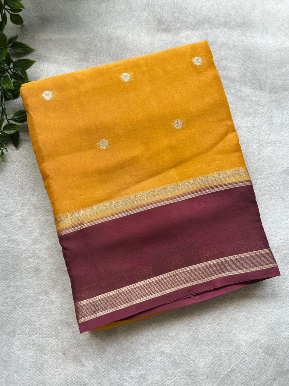 Mustard semi crepe Saree SC106