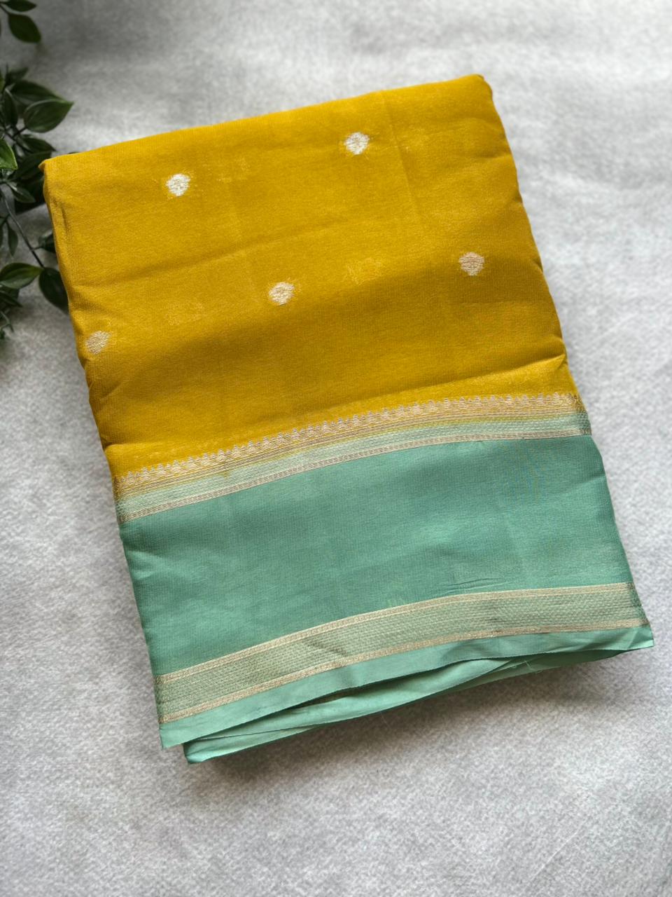 Mustard yellow semi crepe Saree SC106