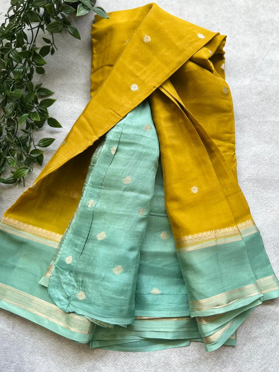 Mustard yellow semi crepe Saree SC106