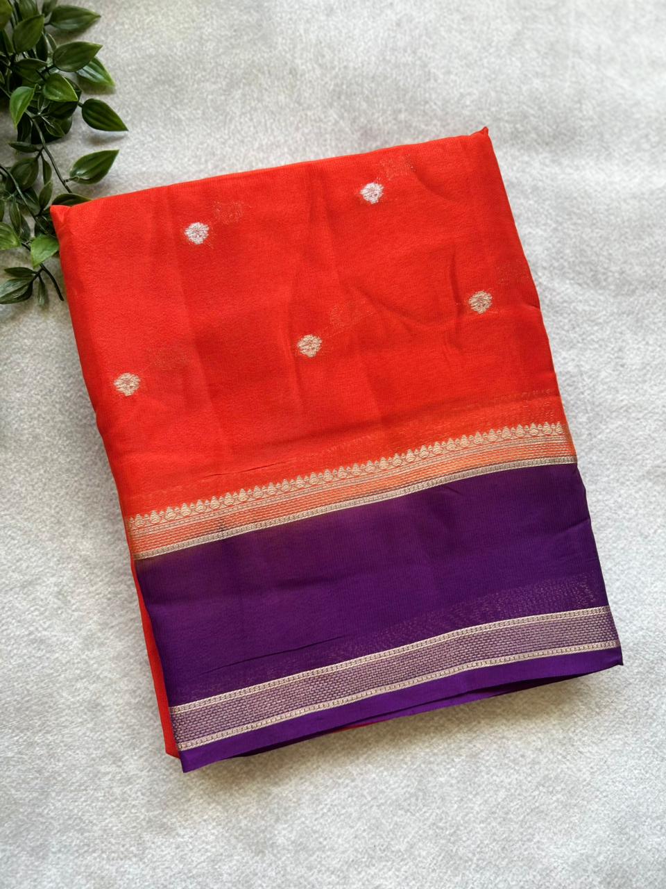 Orange semi crepe Saree SC106