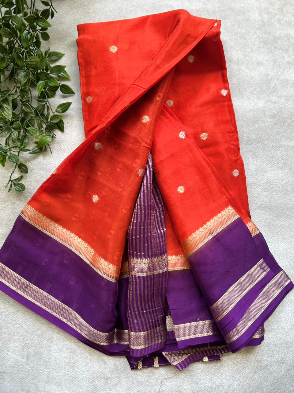 Orange semi crepe Saree SC106