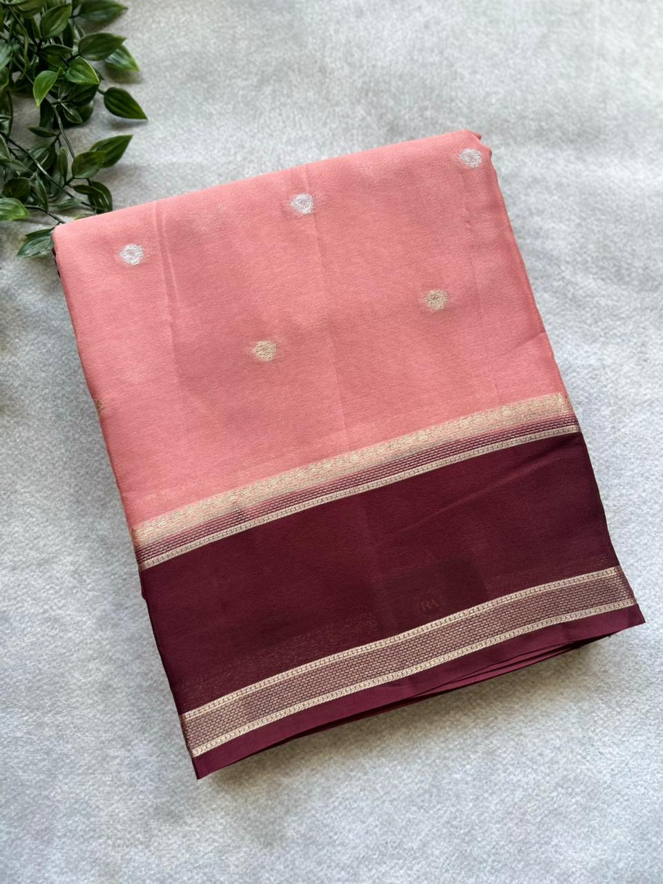 Peach semi crepe Saree SC106