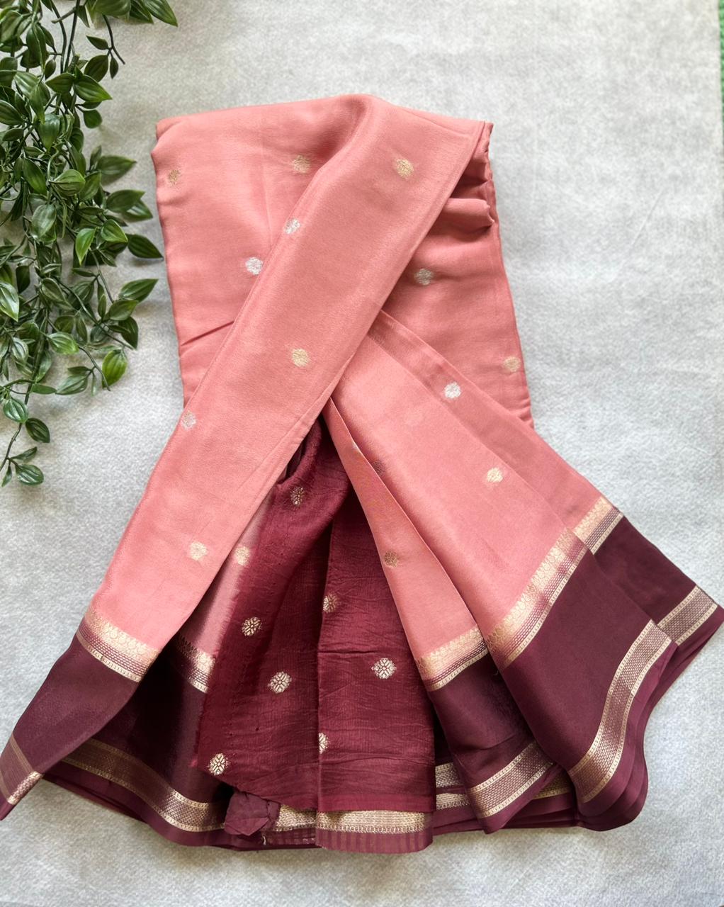 Peach semi crepe Saree SC106