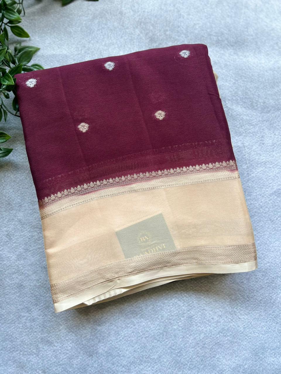Brown semi crepe Saree SC106