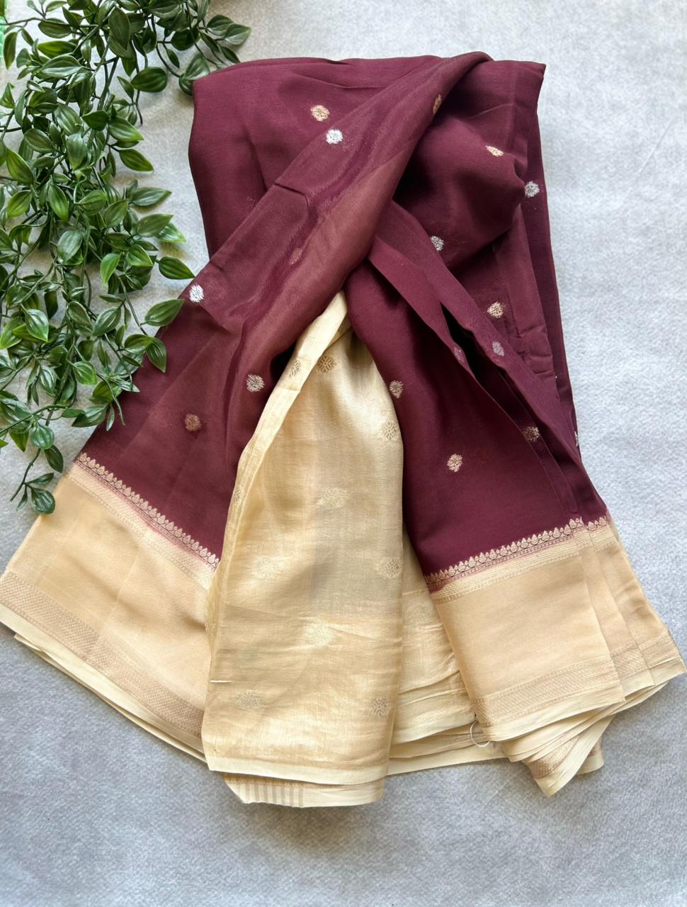 Brown semi crepe Saree SC106