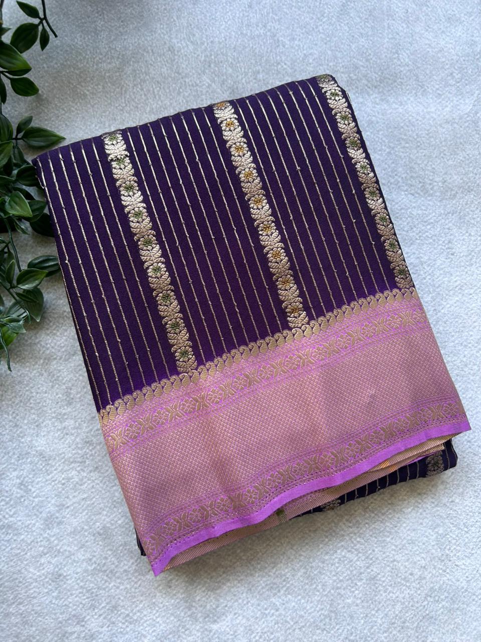 Purple semi crepe Saree SCS106