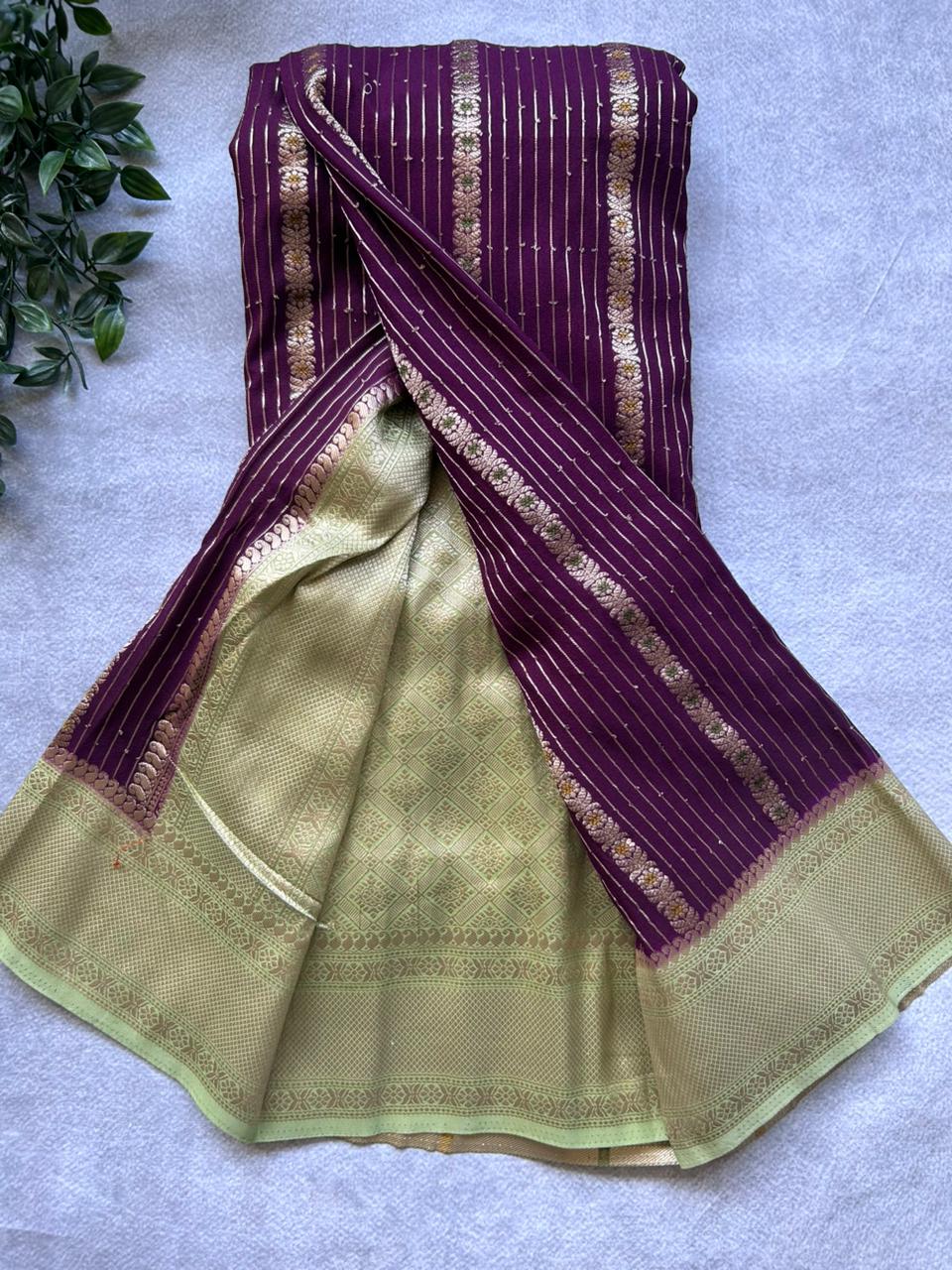 Wine semi crepe Saree SCS106