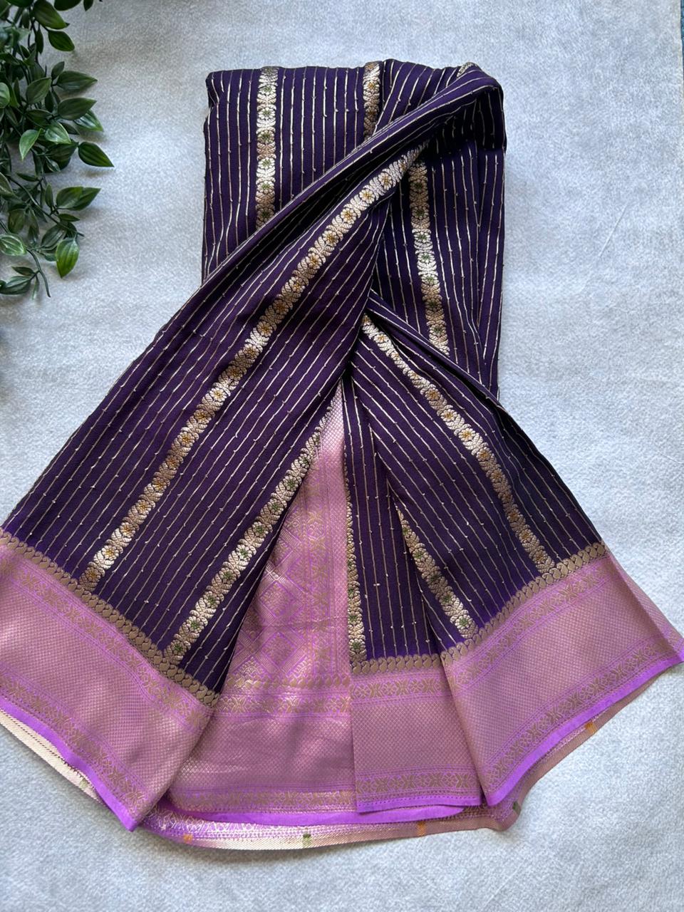 Purple semi crepe Saree SCS106