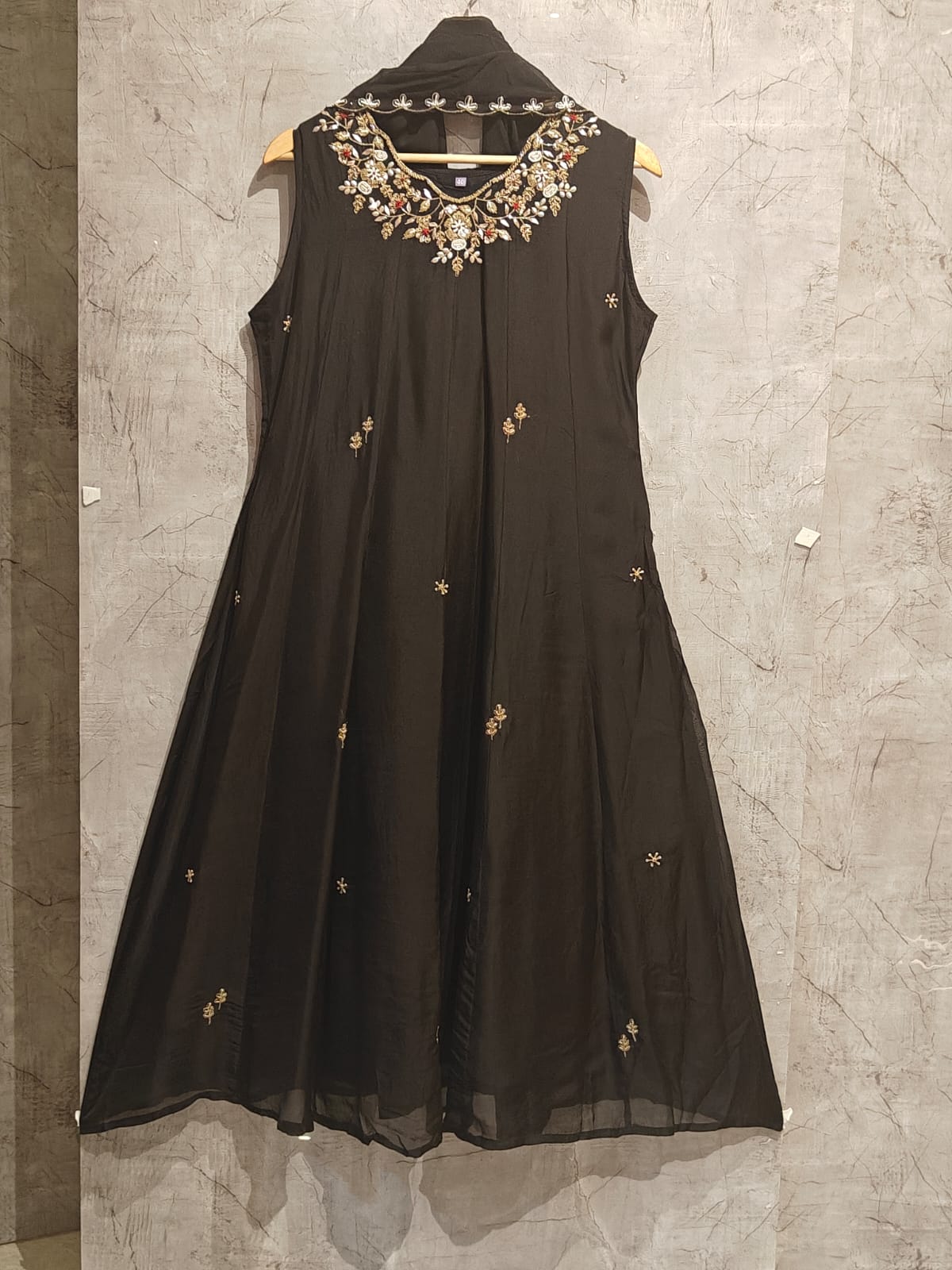Black Organza Anarkali  Handwork  Kurtha 221