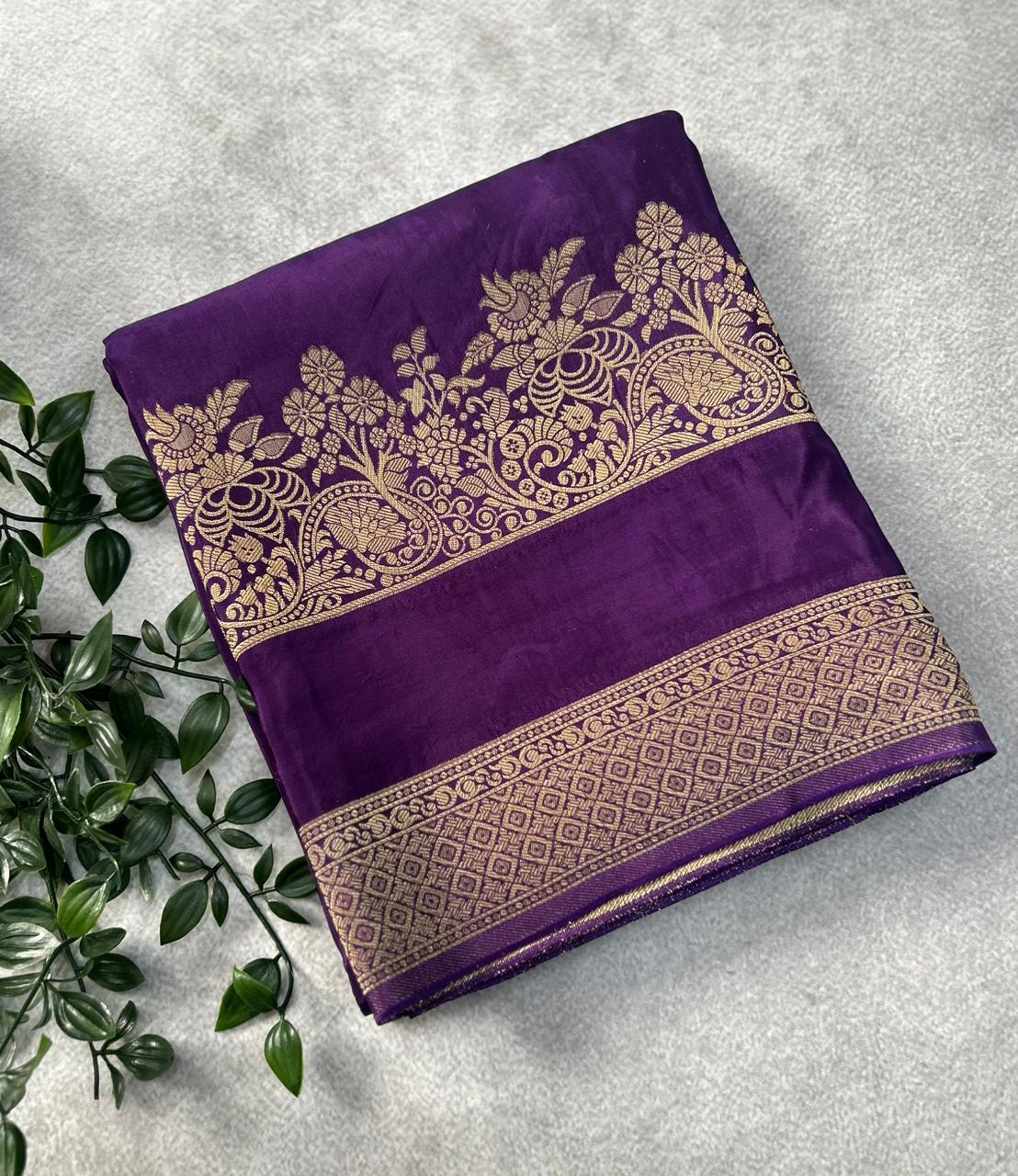 Purple Semi Crepe Silk Saree SCSS106