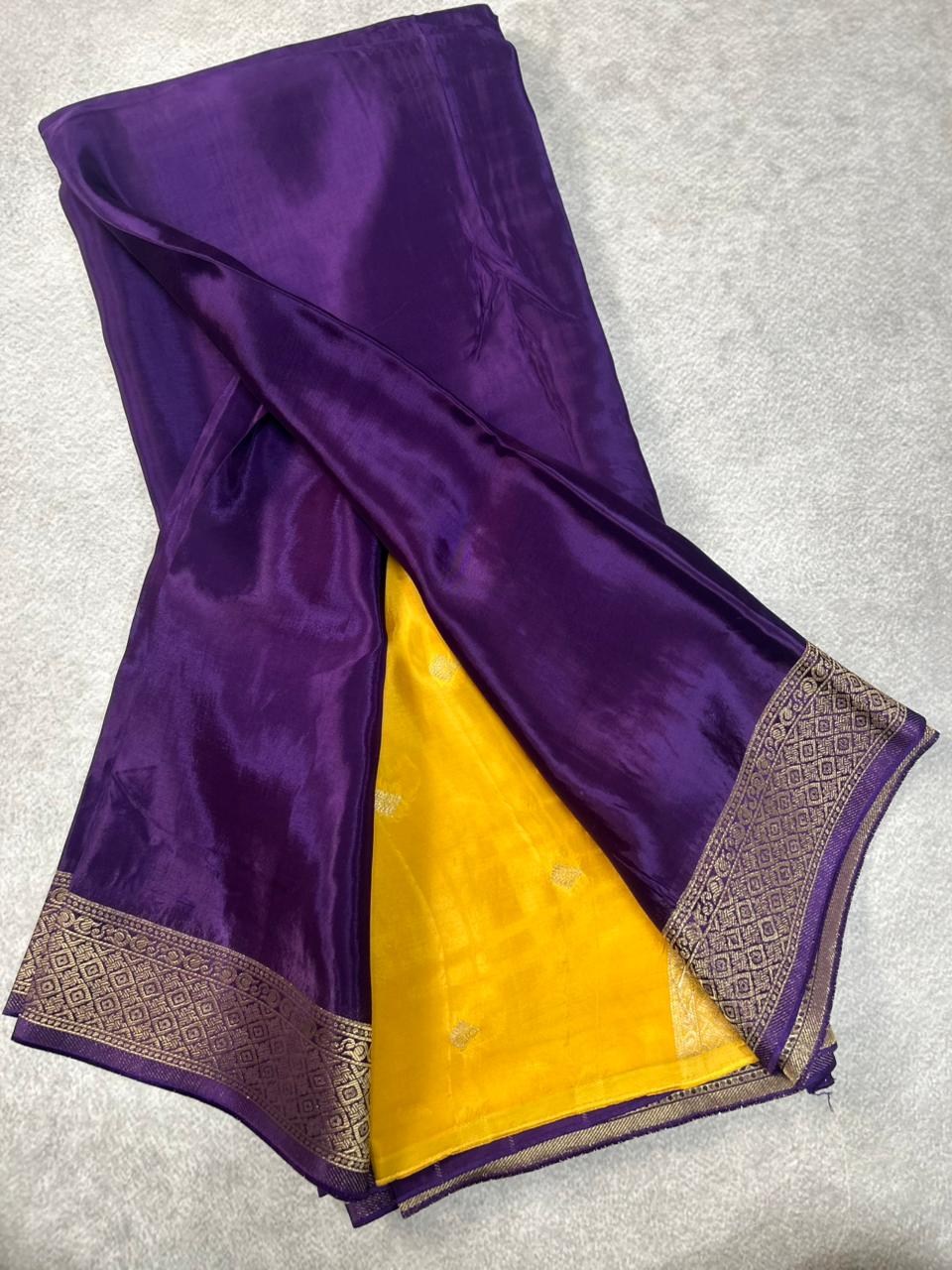 Purple Semi Crepe Silk Saree SCSS106