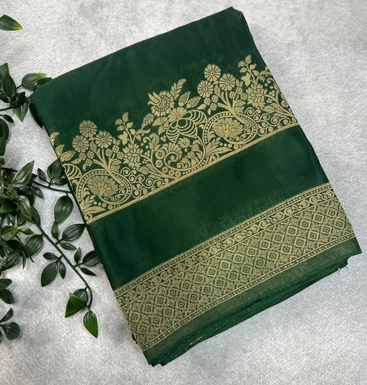 Green Semi Crepe Silk Saree SCSS106