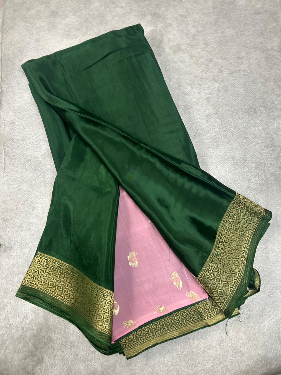 Green Semi Crepe Silk Saree SCSS106