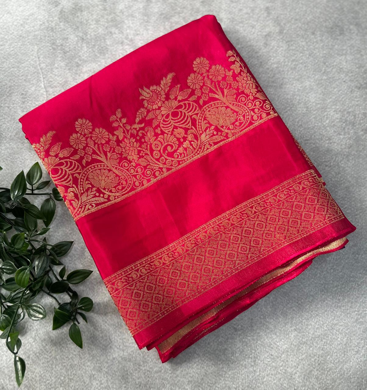 Pink Semi Crepe Silk Saree SCSS106