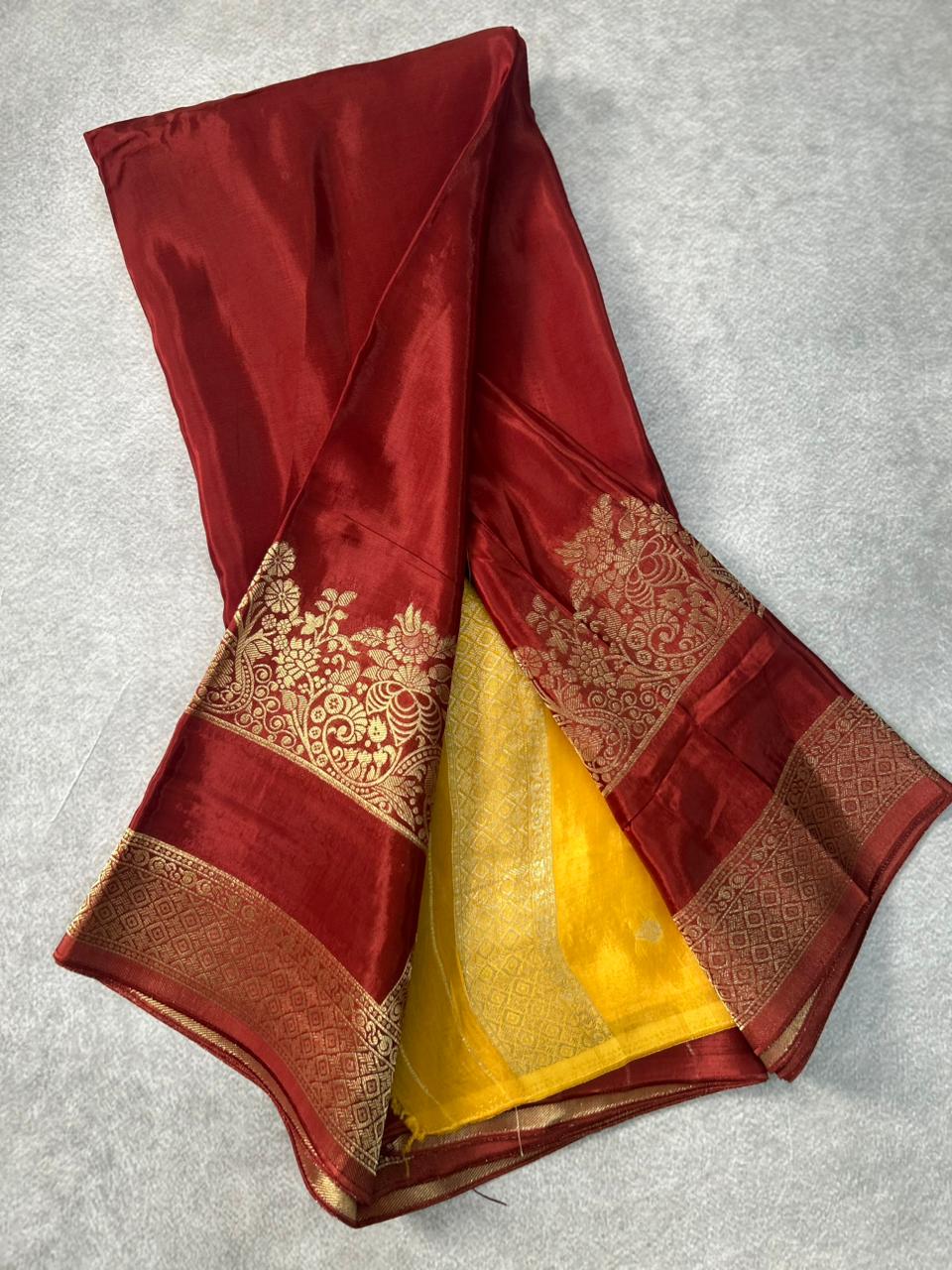 Rust Semi Crepe Silk Saree SCSS106