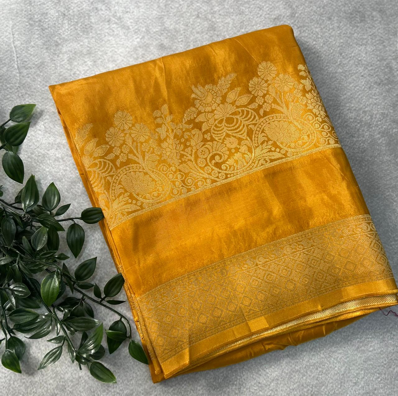 Mustard Semi Crepe Silk Saree SCSS106
