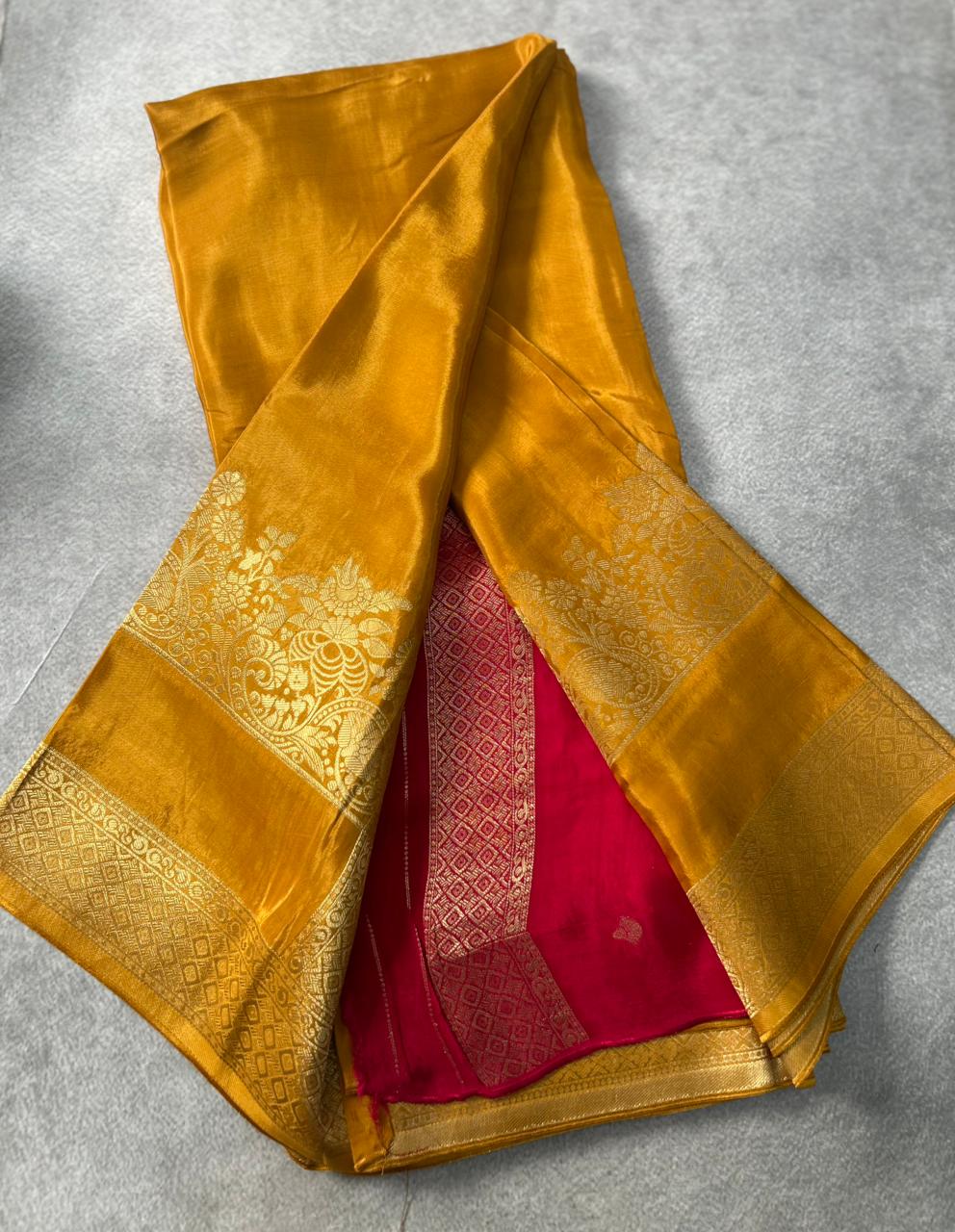 Mustard Semi Crepe Silk Saree SCSS106