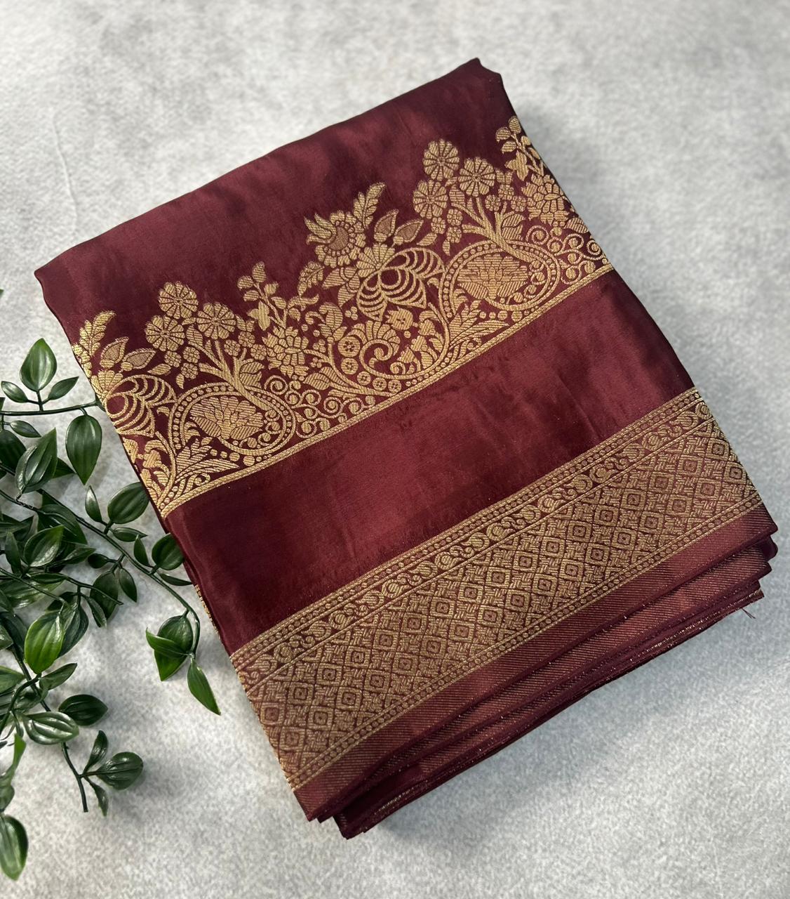 Brown Semi Crepe Silk Saree SCSS106
