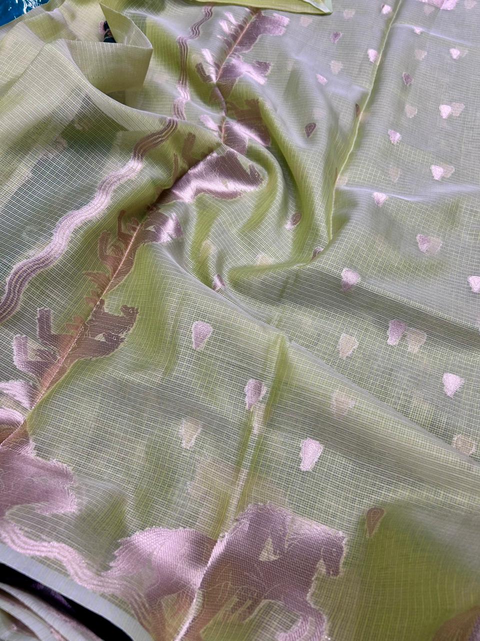 Green kota checks saree